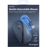 Kensington Mouse Pro Fit™ portatile con cavo riavvolgibile Nero, Ambidestro, Ottico, USB tipo A, 1000 DPI, Nero
