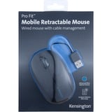 Kensington Mouse Pro Fit portatile con cavo riavvolgibile Nero, Ambidestro, Ottico, USB tipo A, 1000 DPI, Nero