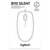 Logitech B110 Silent mouse Ambidestro USB tipo A Ottico 1000 DPI Nero, Ambidestro, Ottico, USB tipo A, 1000 DPI, Nero