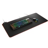 Sharkoon 1337 RGB V2 Tappetino per mouse per gioco da computer Nero Nero, Nero, Monocromatico, Alimentazione USB, Barra appoggiaferro antiscivolo, Tappetino per mouse per gioco da computer