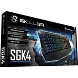Sharkoon SKILLER SGK4 tastiera USB QWERTY Inglese US Nero Nero, Cablato, USB, Interruttore a chiave a membrana, QWERTY, LED RGB, Nero