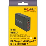 DeLOCK USB-Wandladegerät 63974 Nero Interno, Caricabatterie Nero, Interno, AC, 20 V, 1,2 m, Nero