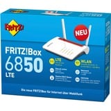 FRITZ! FRITZ!Box 6850 LTE, Router WIRELESS LTE Box 6850 LTE, Wi-Fi 5 (802.11ac), Dual-band (2.4 GHz/5 GHz), Collegamento ethernet LAN, 3G, Bianco, Router da tavolo