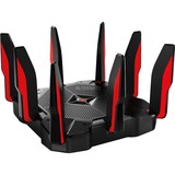 TP-Link Archer C5400X router wireless Gigabit Ethernet Banda tripla (2.4 GHz/5 GHz/5 GHz) 4G Nero, Rosso Nero/Rosso, Wi-Fi 5 (802.11ac), Banda tripla (2.4 GHz/5 GHz/5 GHz), Collegamento ethernet LAN, 4G, Nero, Rosso, Router da tavolo