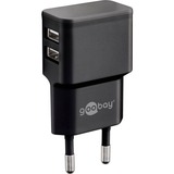 goobay 44951 Caricabatterie per dispositivi mobili Nero Interno Nero, Interno, AC, 5 V, 2,4 A, Nero