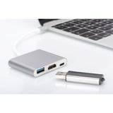 Digitus Adattatore multiporta USB Type-C ™ 4K HDMI, a 3 porte argento/Bianco, a 3 porte, 3.2 Gen 1 (3.1 Gen 1), USB tipo A, USB tipo-C, Uscita HDMI, 4096 x 3072 Pixel