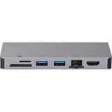 Digitus Dock da viaggio multiporta USB Type-C™, 8 porte grigio, 8 porte, Cablato, USB 3.2 Gen 1 (3.1 Gen 1) Type-C, 100 W, 10,100,1000 Mbit/s, Grigio, MMC, MicroSD (TransFlash), MicroSDHC, MicroSDXC