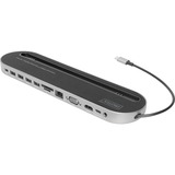 Digitus Docking station USB-C™, 12 porte Nero, 12 porte, Cablato, USB 3.2 Gen 1 (3.1 Gen 1) Type-C, 100 W, 3,5 mm, 10,100,1000 Mbit/s, Alluminio, Nero