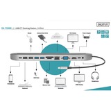 Digitus Docking station USB-C™, 12 porte Nero, 12 porte, Cablato, USB 3.2 Gen 1 (3.1 Gen 1) Type-C, 100 W, 3,5 mm, 10,100,1000 Mbit/s, Alluminio, Nero