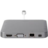 Digitus Docking station universale, USB Type-C™ grigio, USB Type-C™, Cablato, USB 3.2 Gen 1 (3.1 Gen 1) Type-C, 60 W, 10,100,1000 Mbit/s, Grigio, MMC, MicroSD (TransFlash), MicroSDHC, MicroSDXC, SD