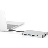 Digitus Stazione di ricarica da viaggio a 6 porte USB Type-C™ argento, USB 3.2 Gen 1 (3.1 Gen 1) Type-C, HDMI, USB 3.2 Gen 1 (3.1 Gen 1) Type-A, USB 3.2 Gen 1 (3.1 Gen 1) Type-C, MMC, MicroSD (TransFlash), SD, SDHC, SDXC, 3840 x 2160 Pixel, Argento, Alluminio