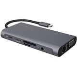 ICY BOX IB-DK4040-CPD Cablato USB 3.2 Gen 1 (3.1 Gen 1) Type-C Antracite, Nero, Docking station grigio, Cablato, USB 3.2 Gen 1 (3.1 Gen 1) Type-C, 100 W, 3,5 mm, 10,100,1000 Mbit/s, Antracite, Nero