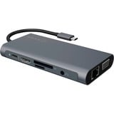 ICY BOX IB-DK4040-CPD Cablato USB 3.2 Gen 1 (3.1 Gen 1) Type-C Antracite, Nero, Docking station grigio, Cablato, USB 3.2 Gen 1 (3.1 Gen 1) Type-C, 100 W, 3,5 mm, 10,100,1000 Mbit/s, Antracite, Nero