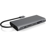 ICY BOX IB-DK4050-CPD Cablato USB 3.2 Gen 1 (3.1 Gen 1) Type-C Antracite antracite, Cablato, USB 3.2 Gen 1 (3.1 Gen 1) Type-C, 100 W, 10,100,1000 Mbit/s, Antracite, MicroSD (TransFlash), SD