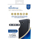 MediaRange MR753 batteria portatile Polimeri di litio (LiPo) 10000 mAh Nero Nero/Argento, 10000 mAh, Polimeri di litio (LiPo), 3,7 V, 18 W, Nero