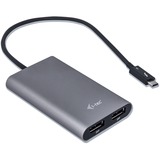 i-tec Video adattatore Thunderbolt 3 Dual DP Nero, Thunderbolt 3, USB tipo-C, Uscite Displayport, 5120 x 2880 Pixel