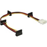 DeLOCK 0.4m, Molex 4p/4xSATA 15p 0,4 m Nero/Rosso, Molex 4p/4xSATA 15p, 0,4 m, Molex (4-pin), 4 x SATA 15 pin, Maschio, Femmina, Dritto