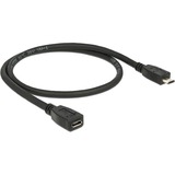 DeLOCK 0.5m USB 2.0 cavo USB 0,5 m Micro-USB B Nero Nero, 0,5 m, Micro-USB B, Micro-USB B, USB 2.0, Maschio/Femmina, Nero