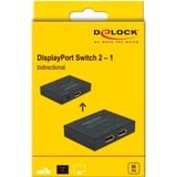DeLOCK 11478 convertitore video 7680 x 4320 Pixel, Interruttore di DisplayPort Nero, 7680 x 4320 Pixel, 7680 x 4320 Pixel, 30 Hz, 7680 x 4320 Pixel, Nero, Metallo