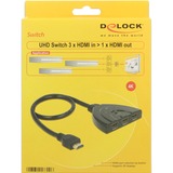 DeLOCK 18600 conmutador de vídeo HDMI, Switch HDMI Nero, HDMI, Nero, Plastica, 18 Gbit/s, 600 MHz, 3840 x 2160 Pixel