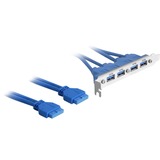DeLOCK 2 x USB 3.0 19-pin - 4 x USB 3.0-A cavo USB 0,4 m USB 2.0 USB A Blu 0,4 m, USB A, USB 2.0, Maschio/Femmina, 5000 Mbit/s, Blu