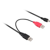 DeLOCK 2x USB2.0-A male / USB mini 5-pin cavo USB 1 m USB A Mini-USB B Nero Nero/Rosso, 1 m, USB A, Mini-USB B, Maschio/Maschio, Nero