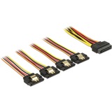 DeLOCK 60156 cavo SATA 0,15 m SATA a 15 pin 4 x SATA 15 pin Multicolore Nero/Rosso, 0,15 m, SATA I, SATA a 15 pin, 4 x SATA 15 pin, Maschio/Maschio, Multicolore