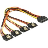 DeLOCK 60157 cavo SATA 0,3 m SATA a 15 pin 4 x SATA 15 pin Multicolore Nero/Rosso, 0,3 m, SATA I, SATA a 15 pin, 4 x SATA 15 pin, Maschio/Femmina, Multicolore