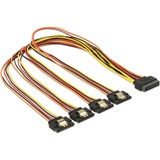 DeLOCK 60158 cavo SATA 0,5 m SATA a 15 pin 4 x SATA 15 pin Multicolore Nero/Rosso, 0,5 m, SATA I, SATA a 15 pin, 4 x SATA 15 pin, Maschio/Maschio, Multicolore