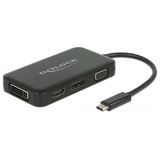 DeLOCK 63929 hub di interfaccia USB 2.0 Type-C Nero Nero, USB 2.0 Type-C, DVI-I, DisplayPort, HDMI, VGA, 3840 x 2160 Pixel, Nero, 0,15 m, Cina