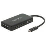 DeLOCK 63929 hub di interfaccia USB 2.0 Type-C Nero, Adattatore Nero, USB 2.0 Type-C, DVI-I, DisplayPort, HDMI, VGA, 3840 x 2160 Pixel, Nero, 0,15 m, Cina