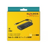 DeLOCK 63931 hub di interfaccia USB 3.2 Gen 1 (3.1 Gen 1) Type-C 5000 Mbit/s Nero Nero, USB 3.2 Gen 1 (3.1 Gen 1) Type-C, USB 3.2 Gen 1 (3.1 Gen 1) Type-A, 5000 Mbit/s, 3840 x 2160 Pixel, Nero, Alluminio, Metallo