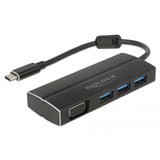 DeLOCK 63932 hub di interfaccia USB 3.2 Gen 1 (3.1 Gen 1) Type-C 5000 Mbit/s Nero Nero, USB 3.2 Gen 1 (3.1 Gen 1) Type-C, USB 3.2 Gen 1 (3.1 Gen 1) Type-A, 5000 Mbit/s, Nero, Alluminio, 0,15 m