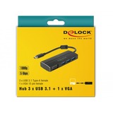 DeLOCK 63932 hub di interfaccia USB 3.2 Gen 1 (3.1 Gen 1) Type-C 5000 Mbit/s Nero Nero, USB 3.2 Gen 1 (3.1 Gen 1) Type-C, USB 3.2 Gen 1 (3.1 Gen 1) Type-A, 5000 Mbit/s, Nero, Alluminio, 0,15 m