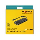 DeLOCK 63932 hub di interfaccia USB 3.2 Gen 1 (3.1 Gen 1) Type-C 5000 Mbit/s Nero, Hub USB Nero, USB 3.2 Gen 1 (3.1 Gen 1) Type-C, USB 3.2 Gen 1 (3.1 Gen 1) Type-A, 5000 Mbit/s, Nero, Alluminio, 0,15 m