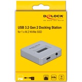 DeLOCK 64000 docking station per unità di archiviazione Argento grigio, SSD, M.2, 10 Gbit/s, Argento, 49 mm, 49 mm