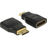 DeLOCK 65665 cavo e adattatore video Mini-HDMI HDMI Nero Nero, Mini-HDMI, HDMI, Maschio, Femmina, Oro, 3840 x 2160 Pixel