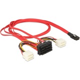 DeLOCK 83146 cavo Serial Attached SCSI (SAS) 1 m Nero, Rosso, Bianco, Adattatore rosso/Nero, 1 m, mini SAS 36-pin, 4x SAS 29pin (SFF 8087 > 4x SFF 8482 + 5.25), Maschio/Maschio, Nero, Rosso, Bianco