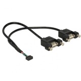 DeLOCK 84832 cavo USB 0,25 m USB 2.0 2 x USB A Nero Nero, 0,25 m, 2 x USB A, USB 2.0, Femmina/Femmina, 480 Mbit/s, Nero