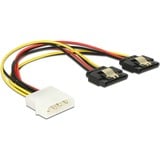 DeLOCK 85237 cavo di alimentazione interno 0,2 m, Cavo a Y Nero/Rosso, 0,2 m, Molex (4-pin), 2 x SATA a 15 pin, Maschio, Femmina, Dritto