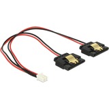 DeLOCK 85249 cavo di alimentazione interno 0,2 m, Cavo a Y Nero/Rosso, 0,2 m, Molex (2-pin), 2 x SATA a 15 pin, Femmina, Dritto, Dritto