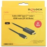 DeLOCK 85258 cavo e adattatore video 1 m USB tipo-C HDMI Nero Nero, 1 m, USB tipo-C, HDMI, Maschio, Maschio, Oro