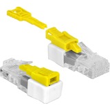 DeLOCK 85334 cavo di collegamento RJ45 Bianco, Giallo, Cappuccio di protezione bianco/Giallo, RJ45, Bianco, Giallo, 5 pz, Sacchetto di politene