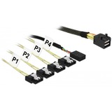 DeLOCK 85732 cavo Serial Attached SCSI (SAS) 1 m Nero, Verde, Adattatore Nero, 1 m, Mini SAS HD SFF-8643, 4x SATA 6 Gb/s 7 Pin + 8 pin sideband, Dritto, Dritto, Maschio/Femmina