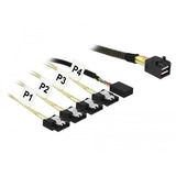 DeLOCK 85732 cavo Serial Attached SCSI (SAS) 1 m Nero, Verde, Adattatore Nero, 1 m, Mini SAS HD SFF-8643, 4x SATA 6 Gb/s 7 Pin + 8 pin sideband, Dritto, Dritto, Maschio/Femmina