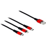 DeLOCK 85891 cavo USB 0,3 m USB 2.0 USB A USB C/Micro-USB B/Lightning Nero, Rosso Nero/Rosso, 0,3 m, USB A, USB C/Micro-USB B/Lightning, USB 2.0, Nero, Rosso