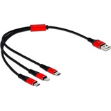 DeLOCK 85891 cavo USB 0,3 m USB 2.0 USB A USB C/Micro-USB B/Lightning Nero, Rosso Nero/Rosso, 0,3 m, USB A, USB C/Micro-USB B/Lightning, USB 2.0, Nero, Rosso