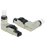 DeLOCK 86289 cavo di collegamento 1 x RJ-45 Grigio, Presa 1 x RJ-45, Grigio, Maschio, Ad angolo, Zinco, Cat6a