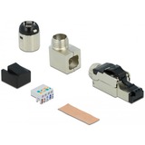 DeLOCK 86289 cavo di collegamento 1 x RJ-45 Grigio, Presa 1 x RJ-45, Grigio, Maschio, Ad angolo, Zinco, Cat6a