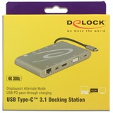 DeLOCK 87297 hub di interfaccia USB 3.2 Gen 2 (3.1 Gen 2) Type-C Grigio grigio, USB 3.2 Gen 2 (3.1 Gen 2) Type-C, RJ-45, USB 3.2 Gen 2 (3.1 Gen 2) Type-A, USB 3.2 Gen 2 (3.1 Gen 2) Type-C, VGA, mini DisplayPort, MicroSD (TransFlash), SD, 3840 x 2160 Pixel, Grigio, Metallo